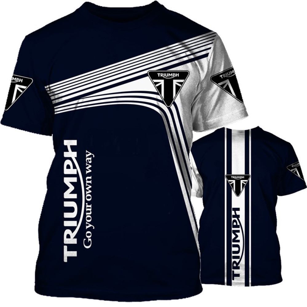 Triumph เสื้อยืดรถจักรยานยนต์ผู้ชายแขนสั้นใหม่กีฬา Racing 3d พิมพ์รอบคอ Hip Hop Racing เสื้อยืดสําหร