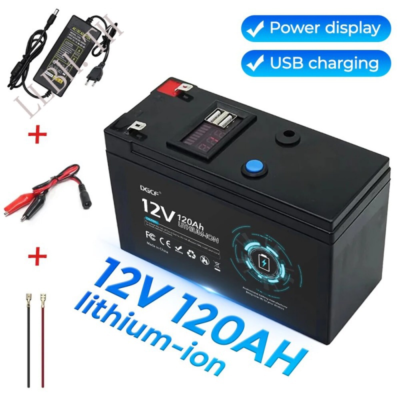 12V 120Ah Iron phosphate battery 18650 lithium USB Rechargeable for solar energy electric vehicle battery+ 12.6V 3A char
