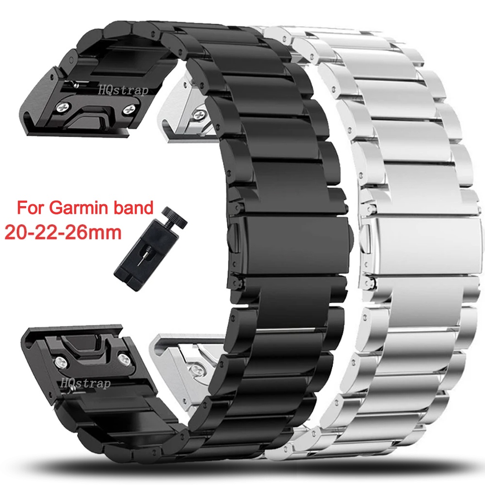 สายนาฬิกาข้อมือ สเตนเลส โลหะ แบบเปลี่ยน สําหรับ Garmin Fenix 7 6X 6S 6 Pro 5X 5 5S 26 มม. 22 มม. 20 มม.