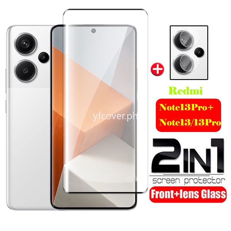2 in 1 ฟิล์มกระจกนิรภัยกันรอยหน้าจอ เลนส์กล้อง สําหรับ ฟิล์มกระจก ฟิล์ม Redmi Note 13 Pro Plus 5G Note 13 12 11 10 9 Pro Max Pro+ 5G 12s 11s 10s