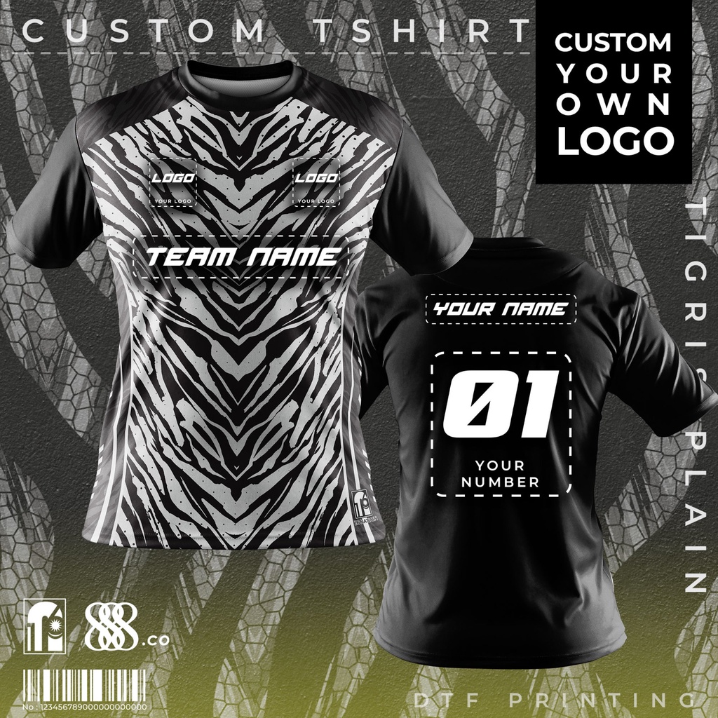 888.CO สินค้าใหม่ที่กําหนดเอง Tigris 16N คอลเลกชันระเหิดไมโครไฟเบอร์ Jersey Baju Jersi Tshirt ออกแบบ