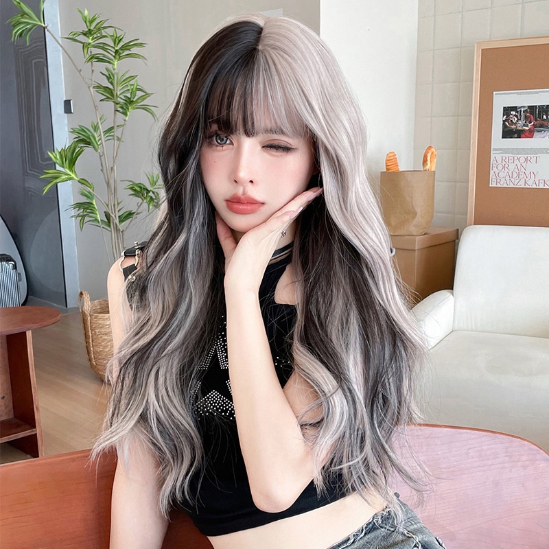 7jhh WIGS MW9104 ขายดี วิกผมหยิกยาว ไฮไลท์ สีเงิน สีเทา สีชมพู สําหรับผู้หญิง
