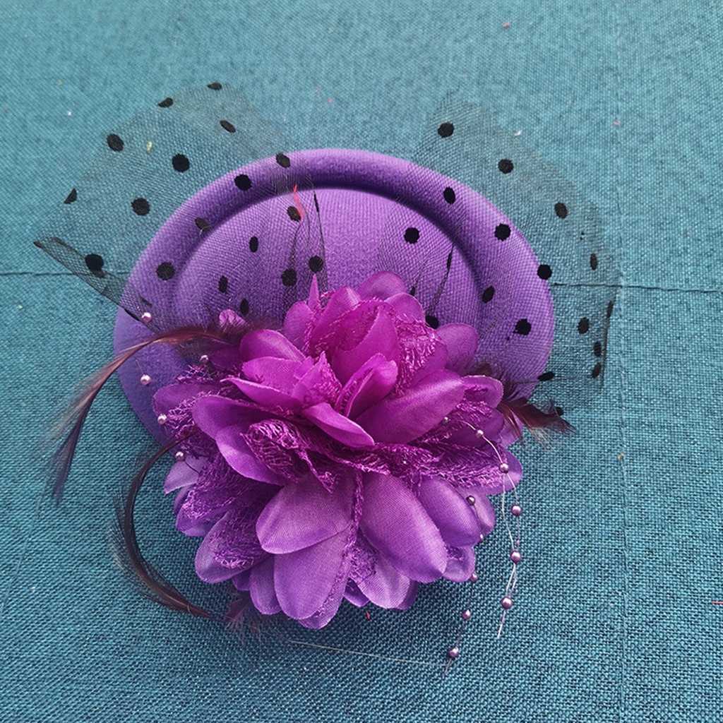 [ONE] หมวกตาข่าย ประดับขนนกเทียม ลายดอกไม้ กันตก สําหรับทําผม - รูปที่ 6