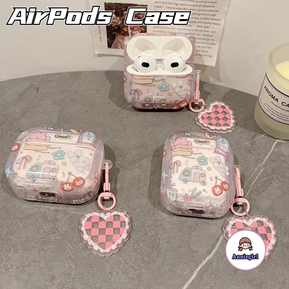เคสหูฟังบลูทูธไร้สาย แบบนิ่ม กันกระแทก ลายการ์ตูนหัวใจ ลายสก๊อต สําหรับ Airpods 1 2 3 Airpod Pro 2