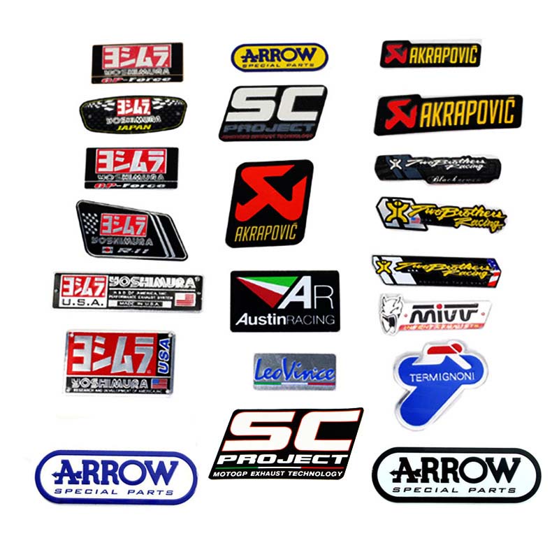 สติกเกอร์อลูมิเนียม ทนความร้อน ลาย Akrapovic AC AR Yoshimura Mivv สําหรับตกแต่งรถจักรยานยนต์