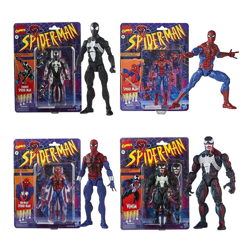 Marvel Legends Symbiote Spider-Man Action Figure Retro Spiderman Venom Deadpool Figures PVC Model Avengers Ben Reilly To