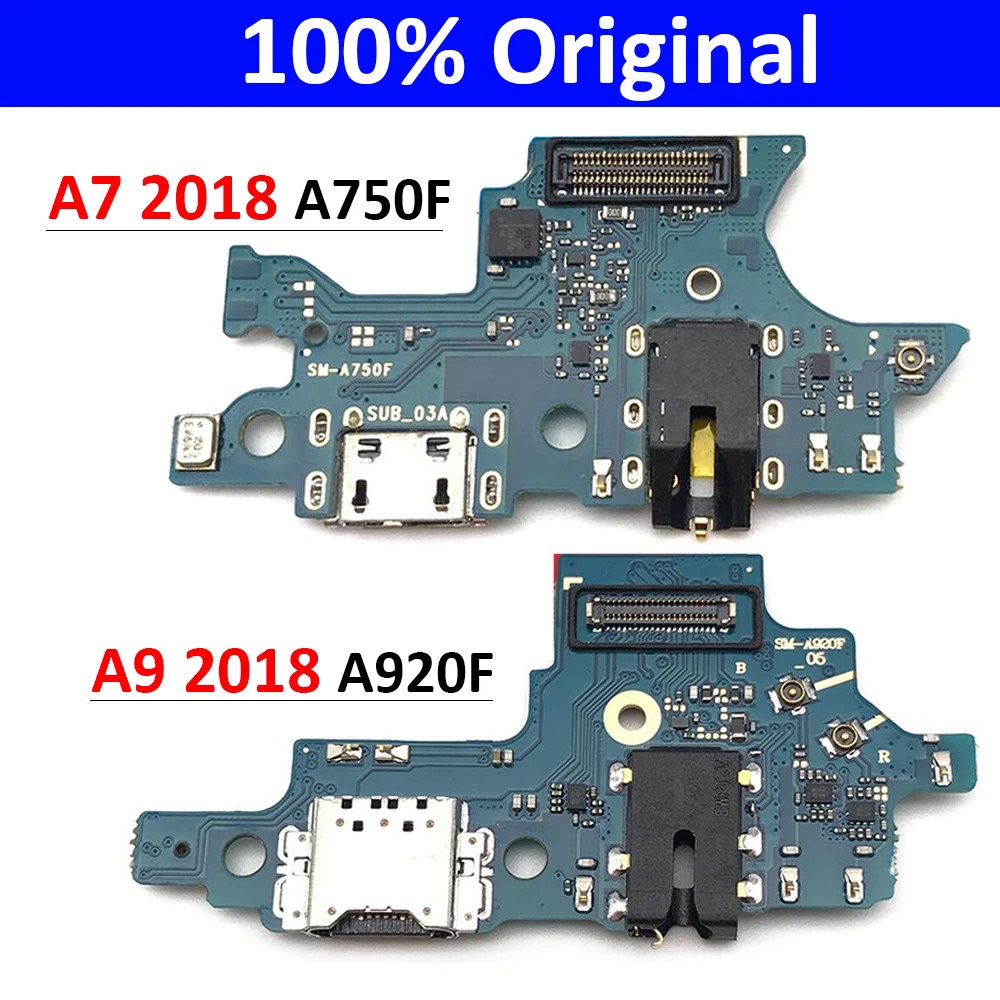 Original พอร์ตชาร์จขั้วต่อ Flex สําหรับ Samsung Galaxy A7 2018 A750 A750F / A9 2018 A920 A920F USB ช