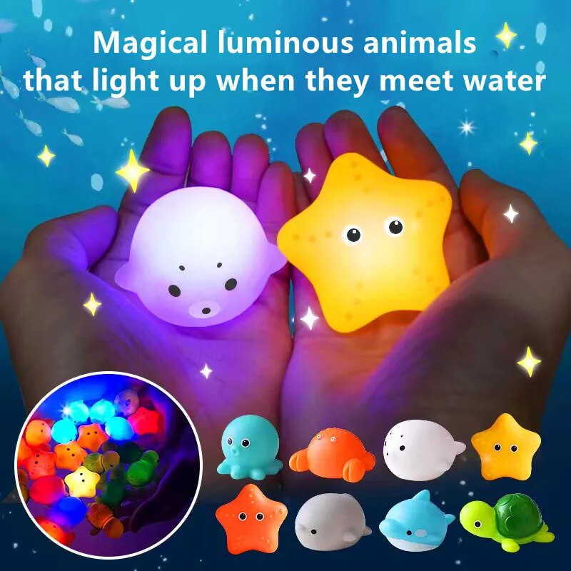 Baby Bath Toys Bathtub Colorful LED Lighting Toys Waterproof Bath Toys for Toddler Infant Boys Girls