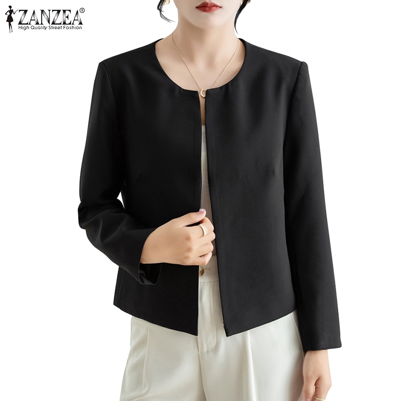 Zanzea เสื้อเบลเซอร์ คอกลม แขนยาว สีพื้น สไตล์เกาหลี สําหรับผู้หญิง