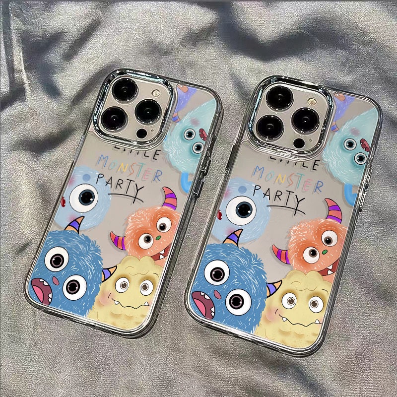 Electroplated lens frame Graffiti Monster Phone Case For  iPhone 11/12/14pro Phone Case 7/8Plus Apple 13 Soft Xsmax