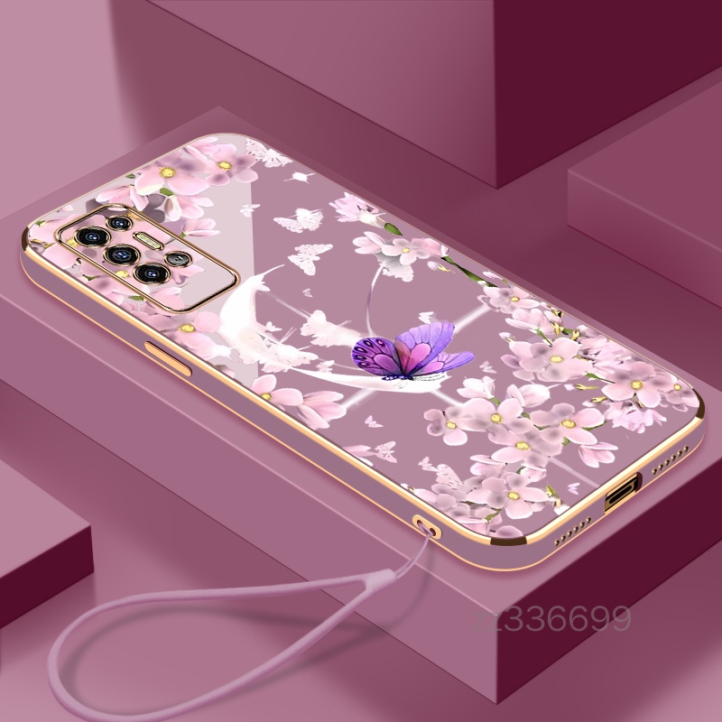 เคสโทรศัพท์มือถือ ซิลิโคน ลายซากุระ พร้อมสายคล้อง สําหรับ Tecno pova neo Tecno pova 2 Tecno pova 4 p