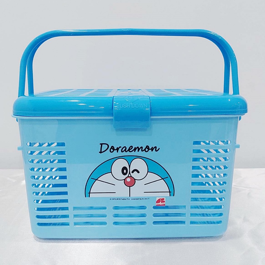 ตะกร้า ใส่ผ้า ใส่ของ อเนกประสงค์มีหูหิ้ว โดเรม่อน การ์ตูน พลาสติกหนา ตะกร้าเตรียมคลอด เด็กอ่อน ลิขสิทธิ์แท้ - รูปที่ 4