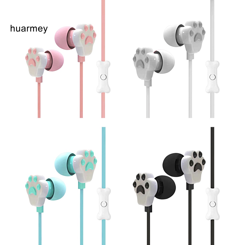Huarmey หูฟังอินเอียร์ แบบมีสาย เสียงเบสหนัก 35 มม. ลายการ์ตูนอุ้งเท้าแมว น้ําหนักเบา พร้อมไมโครโฟน สําหรับเล่นกีฬา ราคา ถูกที่สุด ดีลบีเคเค แกลเลอรีภาพที่ 6