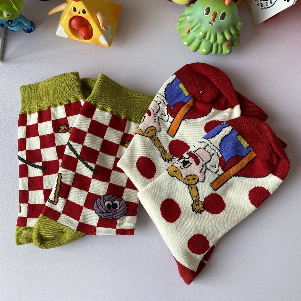 ถุงเท้าคริสต์มาส ลายจุด สีแดง สไตล์เกาหลี สร้างสรรค์ สําหรับผู้หญิง - รูปที่ 2