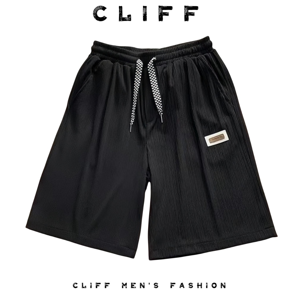 CLIFF กางเกงขาสั้นผู้ชาย ผช สไตล์เกาหลี การออกแบบฉลากที่ไม่ซ้ำกัน ผ้านุ่ม มีสามสีให้เลือก
