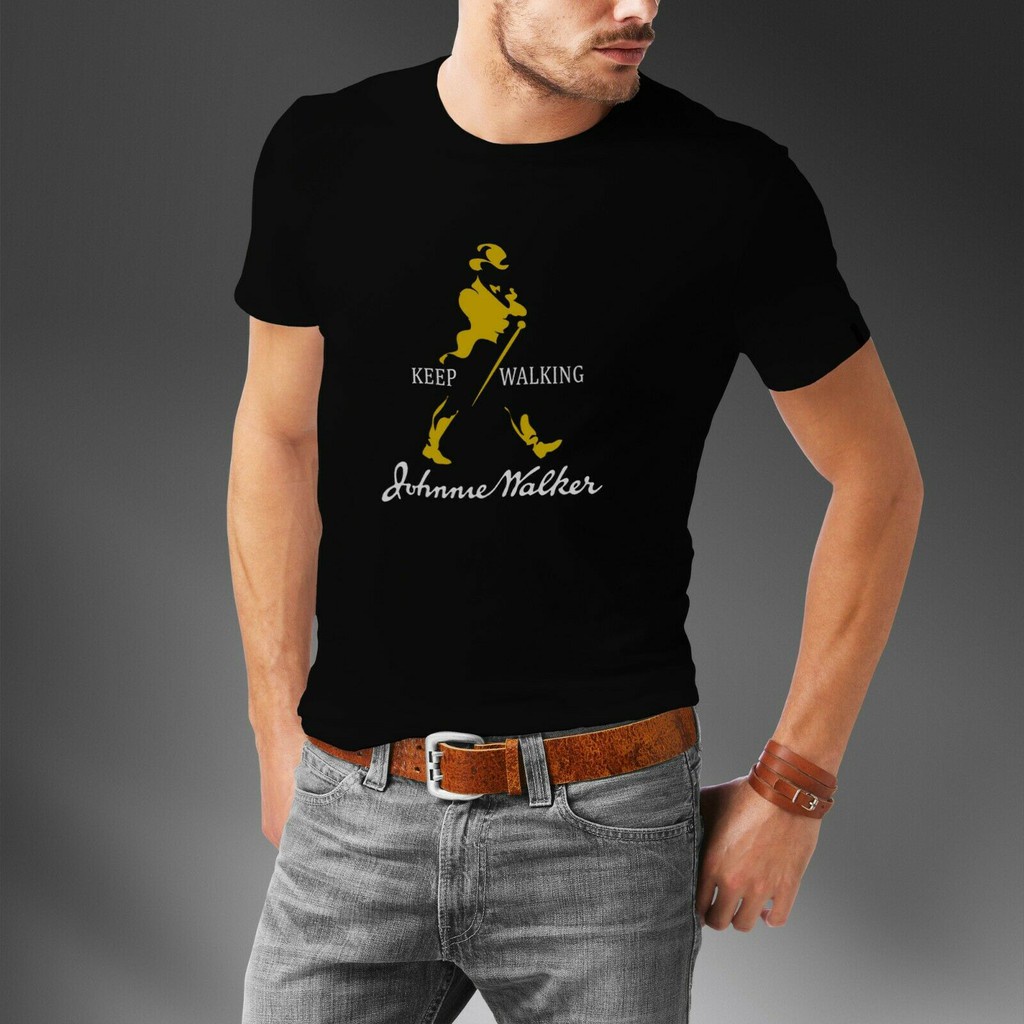Newเสื้อยืดผู้ชายสําหรับเดิน johnie walker keep walkingS-5XL
