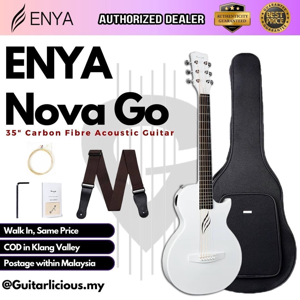 Enya Nova Go 1/2 Size Carbon Fiber Acoustic Guitar Travel Size , สีขาว ( NovaGo / Nova-Go / 35 นิ้ว 