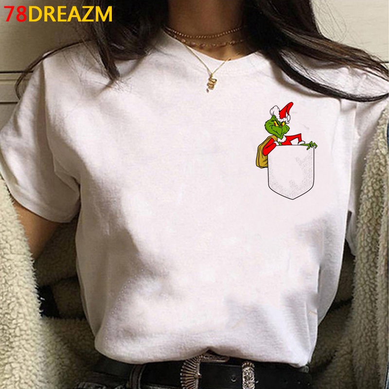Grinch Christmas summer top top tees female white t shirt grunge harajuku kawaii harajuku t shirt gr