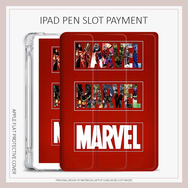 เคส ลาย Marvel The Avengers พร้อมช่องใส่ปากกา สําหรับ iPad 10.2 gen7 8 9 air4 5 mini4 5 6 iPad pro11 2022 gen10 iPad air1 2 gen5 6