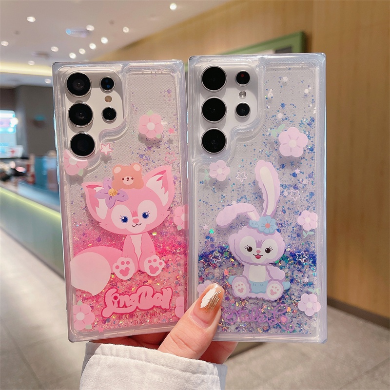 เคสโทรศัพท์ซิลิโคน TPU แบบนิ่ม ลาย【LinaBell & StellaLou & Sanrio】กันกระแทก มีทรายไหล สําหรับ Samsung S23 Ultra Note 20 Ultra S21 FE S22Ultra S21Plus S21Ultra S20Plus