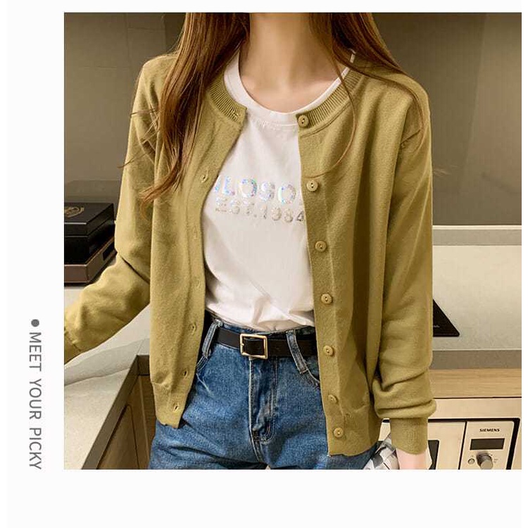 เสื้อคาร์ดิแกนแขนยาว ผ้าถัก ลําลอง แฟชั่นฤดูใบไม้ผลิ และฤดูใบไม้ร่วง สําหรับผู้หญิง - รูปที่ 7