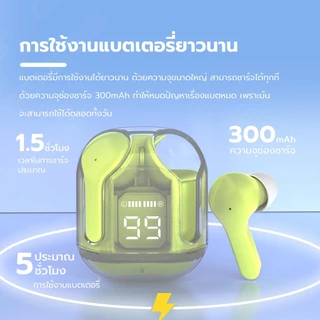 TWS หูฟังบลูทูธไร้สาย Stereo Headset 5.3 หูฟังบลูทูธไร้สาย เชื่อมต่ออัตโนมัติ กล่องชาร์จสีพาสเทลหน้าจอแสดงสถานะแบต