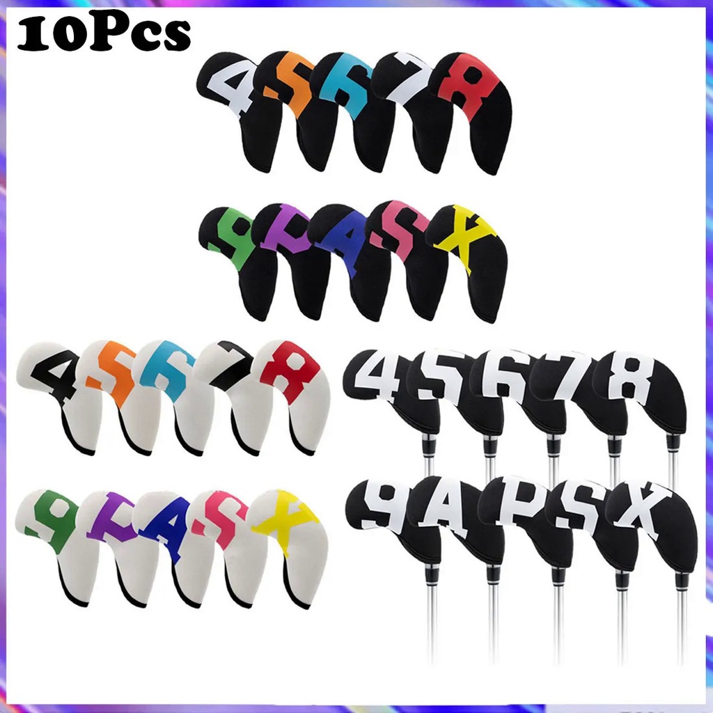 10PCS Golf Iron Covers Full Set Golf Iron Head Cover 4 5 6 7 8 9 P A S X Golf Club Iron Headcovers P