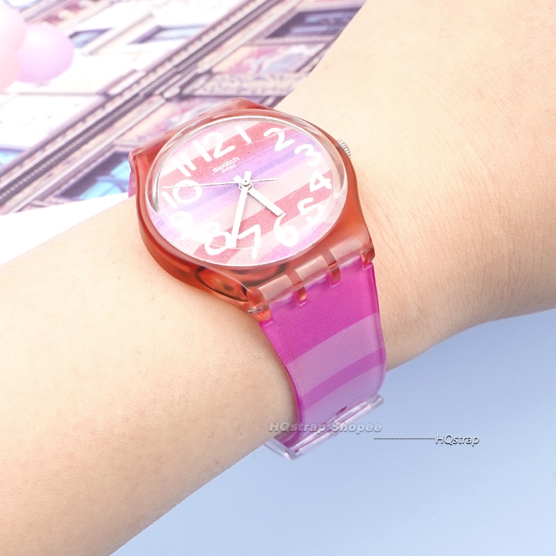 สายนาฬิกาข้อมือ ยางซิลิโคน กันน้ํา สีรุ้ง แบบเปลี่ยน สําหรับ Swatch Watch Band 16 มม. 17 มม. 19 มม.