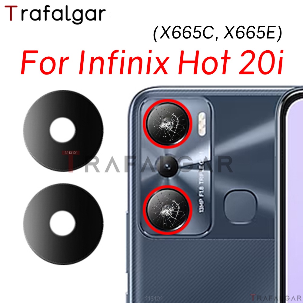 เลนส์กล้องด้านหลังสําหรับ Infinix Hot 20i X665C X665E เปลี่ยนด้วยสติกเกอร์กาว