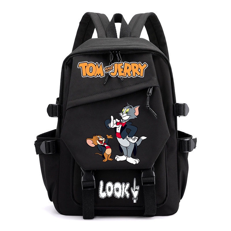 กระเป๋าเป้สะพายหลัง กระเป๋านักเรียน พิมพ์ลายการ์ตูน Tom and Jerry น่ารัก จุของได้เยอะ สําหรับเด็ก