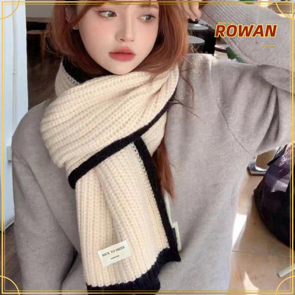 Rowans ผ้าพันคอ ผ้าคลุมไหล่ ผ้าวูล แบบหนานุ่ม สีพื้น ให้ความอบอุ่น แฟชั่นฤดูหนาว สําหรับผู้หญิง