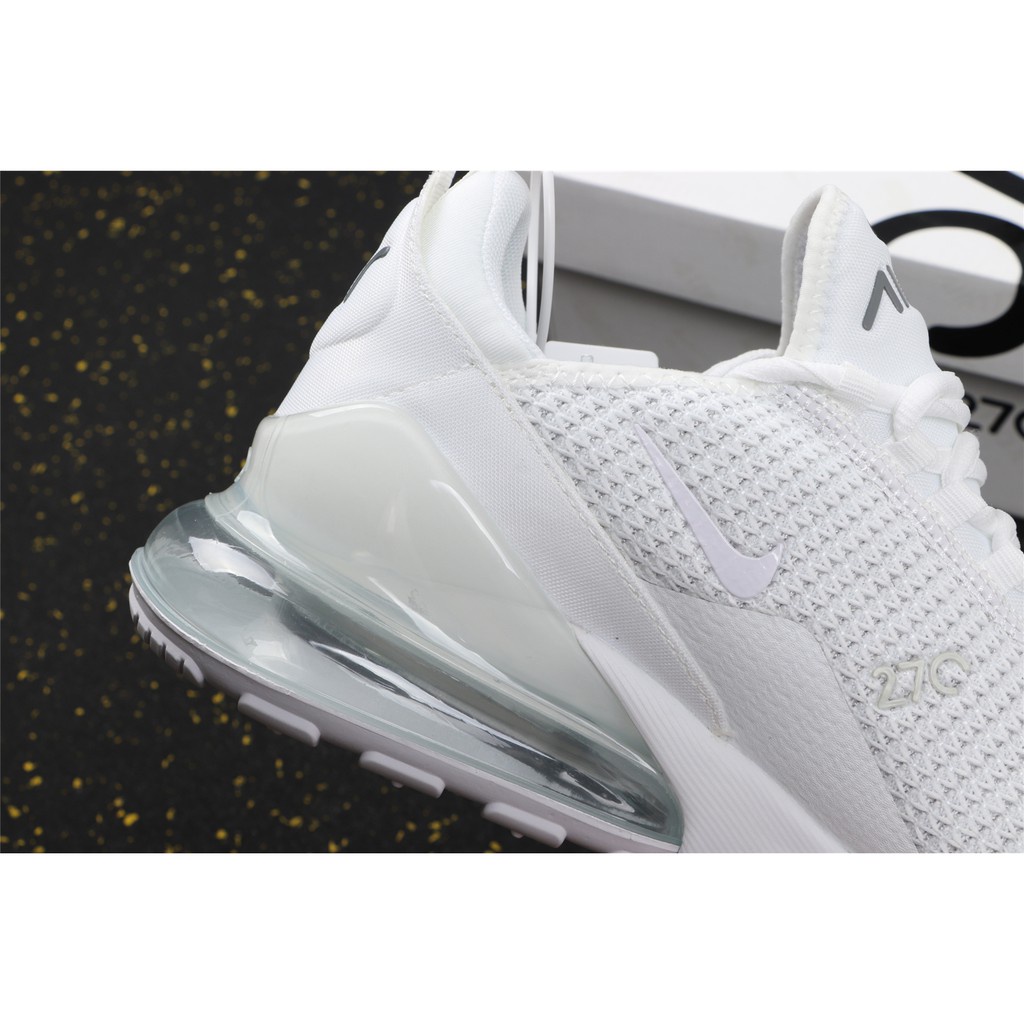 Nike Air Max 270 White Air Cushioned รองเท้ากีฬาระบายอากาศของแท้ 100% สำหรับผู้ชายและผู้หญิง แฟชั่น