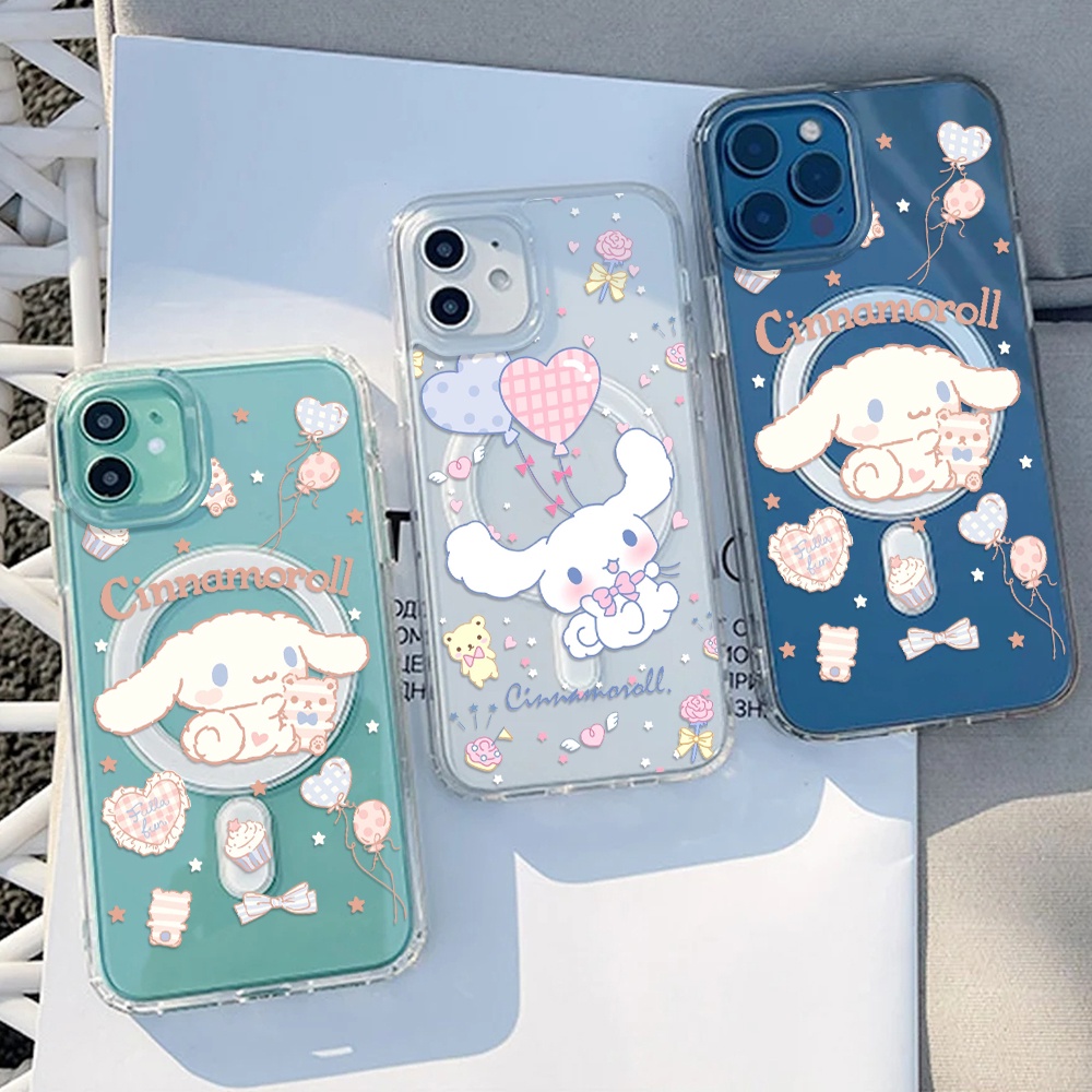 เคสโทรศัพท์มือถือ แบบแม่เหล็ก กันกระแทก ลาย Cinnamoroll Hello Kitty Kuromi Melody Pochacco BAPE Spider-Man Macio สําหรับ Iphone 15 14 11 13 12 X XS Pro Max Xr Mini Xr 7 8 Plus