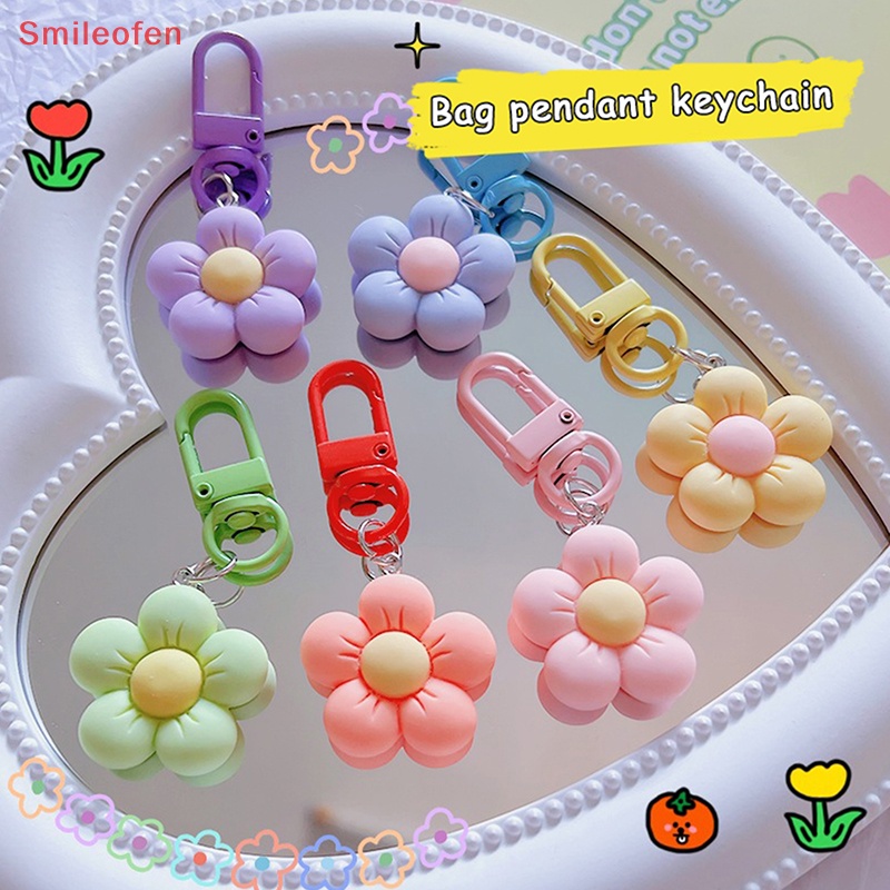 [Smileofen] พวงกุญแจเรซิ่น จี้ดอกไม้น่ารัก สีแคนดี้ สําหรับห้อยกระเป๋าเป้สะพายหลัง ของขวัญ