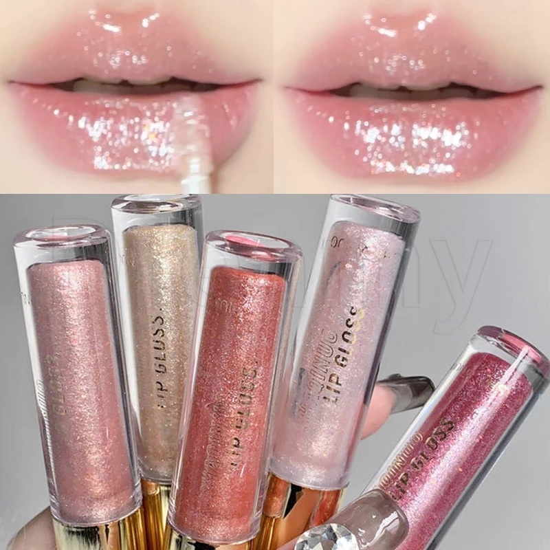 Fine Shine Pearl ใส เซ็กซี่ ลิปออยล์ / กระจก ชุ่มชื้น กันน้ํา ลิปกลอส แต่งหน้า / แฟลชเพชร ชิมเมอร์ กลิตเตอร์ ลิปกลอส / ลิปสติกเหลว ติดทนนาน