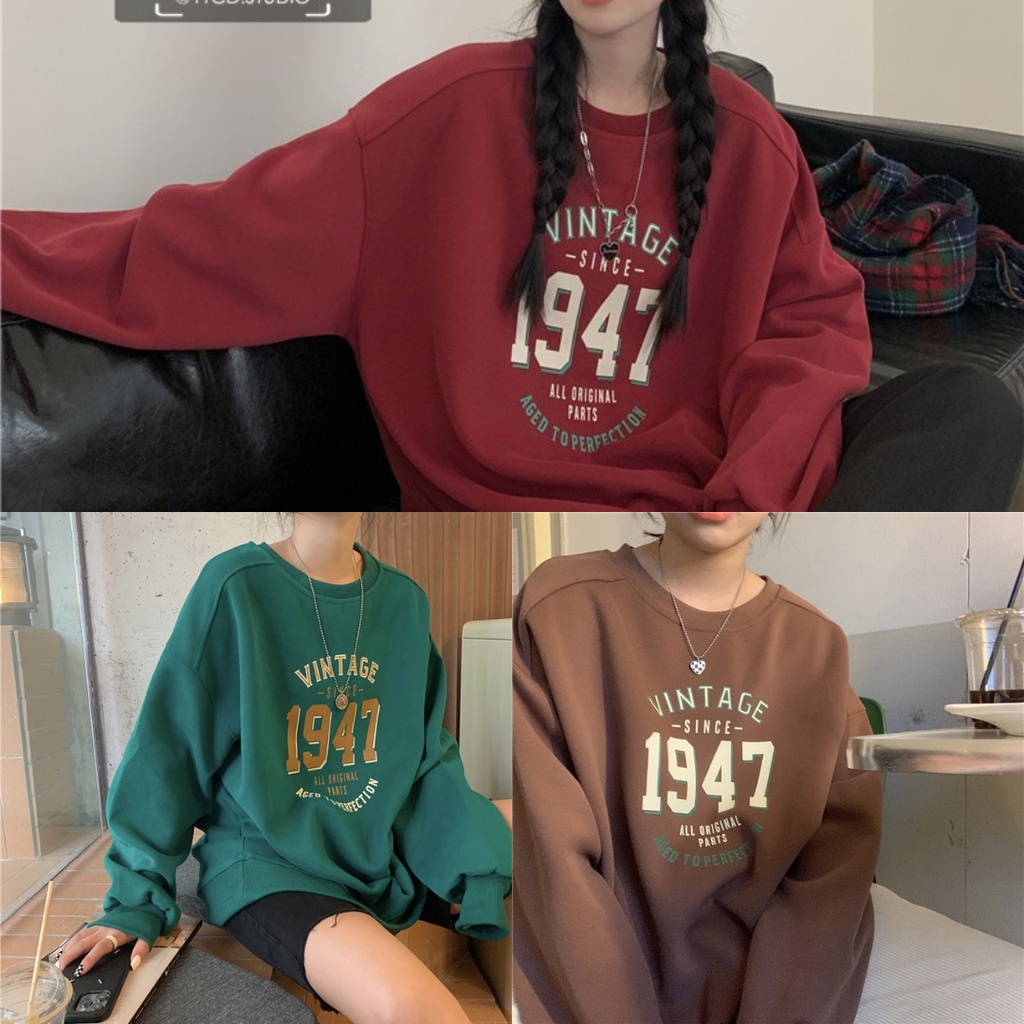 🌟KFC🌟เสื้อสเวตเตอร์แขนยาว ลายวินเทจ สไตล์เกาหลี (พร้อมส่ง) #J19