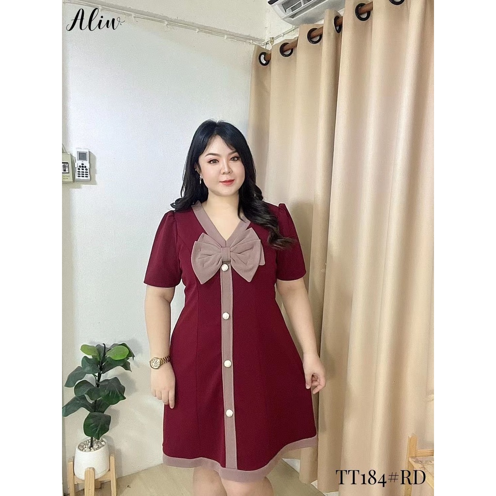 PLUS SIZE DRESS [ BOW DRESS ] TT184RD 中大码连裙