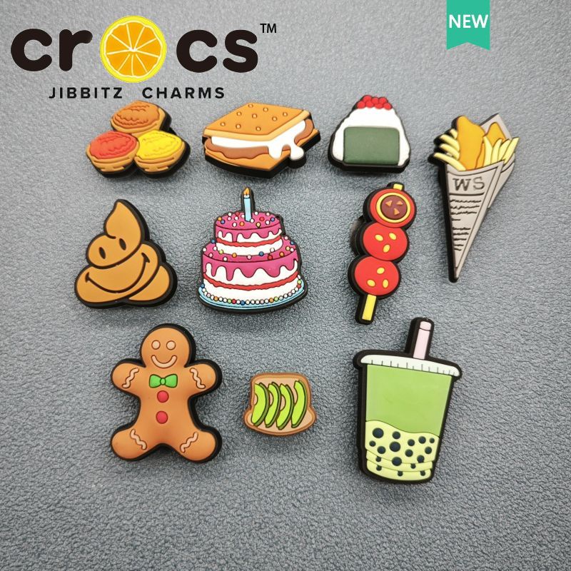 jibbitz crocs แท้ charm หัวเข็มขัด ลายการ์ตูนขนมปังขิง บิสกิต เค้ก น่ารัก สําหรับตกแต่งรองเท้า