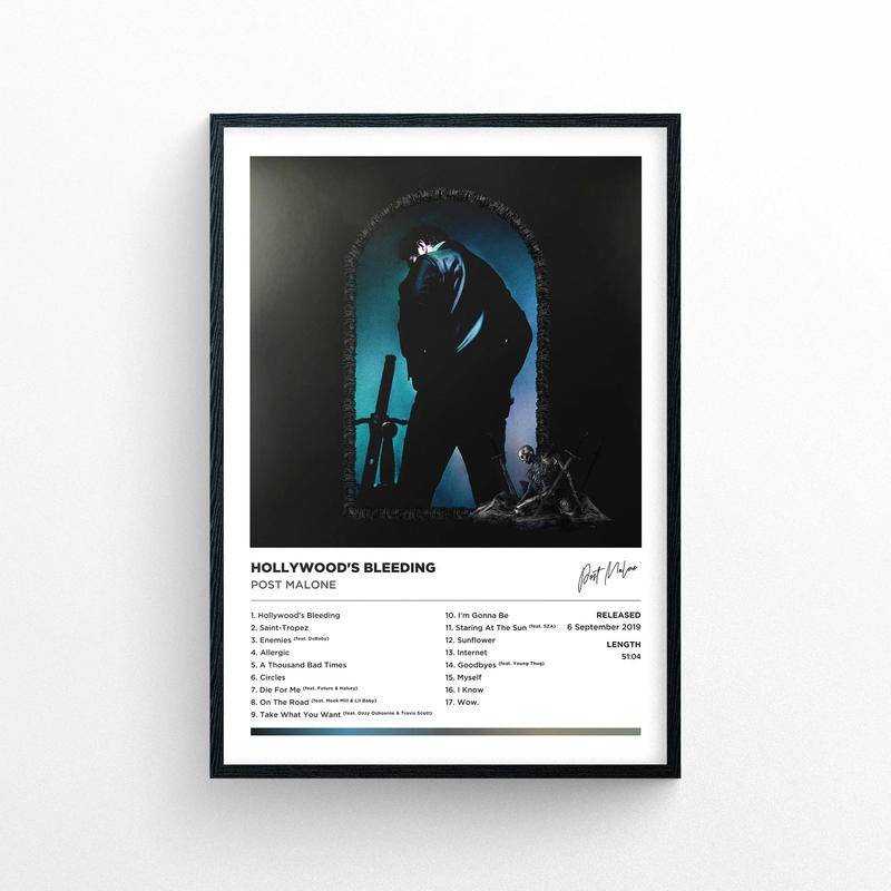 โปสเตอร์ พิมพ์ลาย Hollywood's Bleeding Poster แบบไม่มีกรอบ | สไตล์โพลารอยด์ | อัลบั้มเพลง ปกคลุมงานศิลปะ
