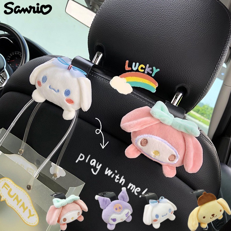 SANRIO ตะขอแขวนเบาะหลังรถยนต์ ลายการ์ตูน Melody Cinnamoroll อุปกรณ์เสริม สําหรับตกแต่งภายในรถยนต์