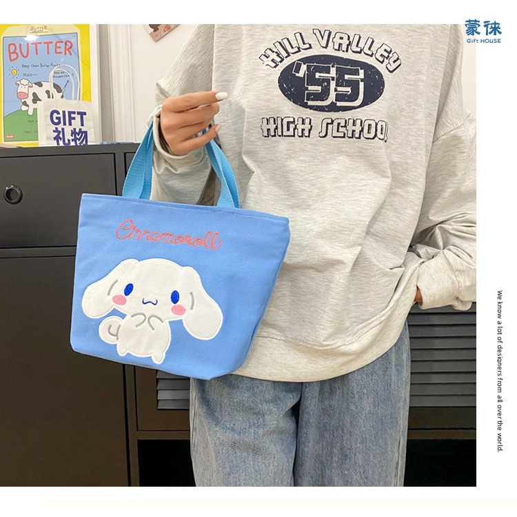 SANRIO กระเป๋าถือ กระเป๋าสะพายไหล่ ผ้าแคนวาส ขนาดใหญ่ จุของได้เยอะ ลาย My Melody Kuromi เหมาะกับของขวัญ สําหรับสตรี