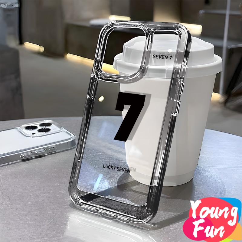โชคดีเจ็ด iPhone15 Pro Max ซองโทรศัพท์ IPhone 14 13 12 11 Pro Max8 7 Plus X XR XS 6 6S Se 2020 เคสโทรศัพท์มือถือแบบนิ่ม Tpu กันกระแทก 3D ขอบโค้ง แวววาว สําหรับ