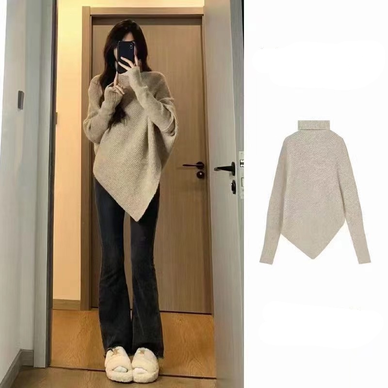 Suxi เสื้อกันหนาวลําลอง แขนยาว คอสูง สไตล์เกาหลี เรโทร มินิมอล สําหรับผู้หญิง - รูปที่ 4