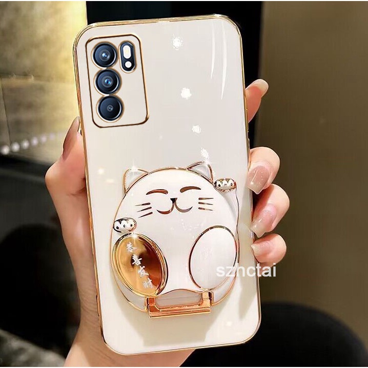 เคสโทรศัพท์ oppo reno 6 4g reno 6 5g reno 6z 5g เคสโทรศัพท์ เคสโทรศัพท์พร้อมขาตั้งแมวกวัก Gong Xi Fa Cai