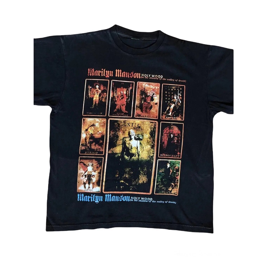 เสื้อยืด พิมพ์ลาย Marilyn Manson ยุค 90S Holy Wood In The Shadow Of The Valley Of Death สไตล์วินเทจ
