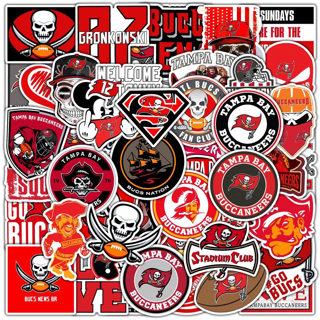 สติกเกอร์ PVC กันน้ํา ลายทีม NFL Tampa Bay Buccaneers 50 ชิ้น
