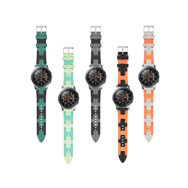 สายนาฬิกาข้อมือซิลิโคน แบบถัก สองสี สําหรับ Samsung Galaxy Watch 4 5 6 Garmin Huawei Amazfit