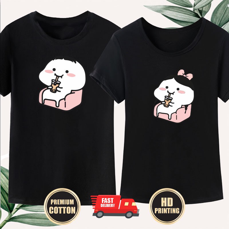 【NEW】Ready stock!!! Quby Cuted Emoji Funny Icon Bubble Tea High Quality  Cotton T-shirt เสื้อยืดผู้ช