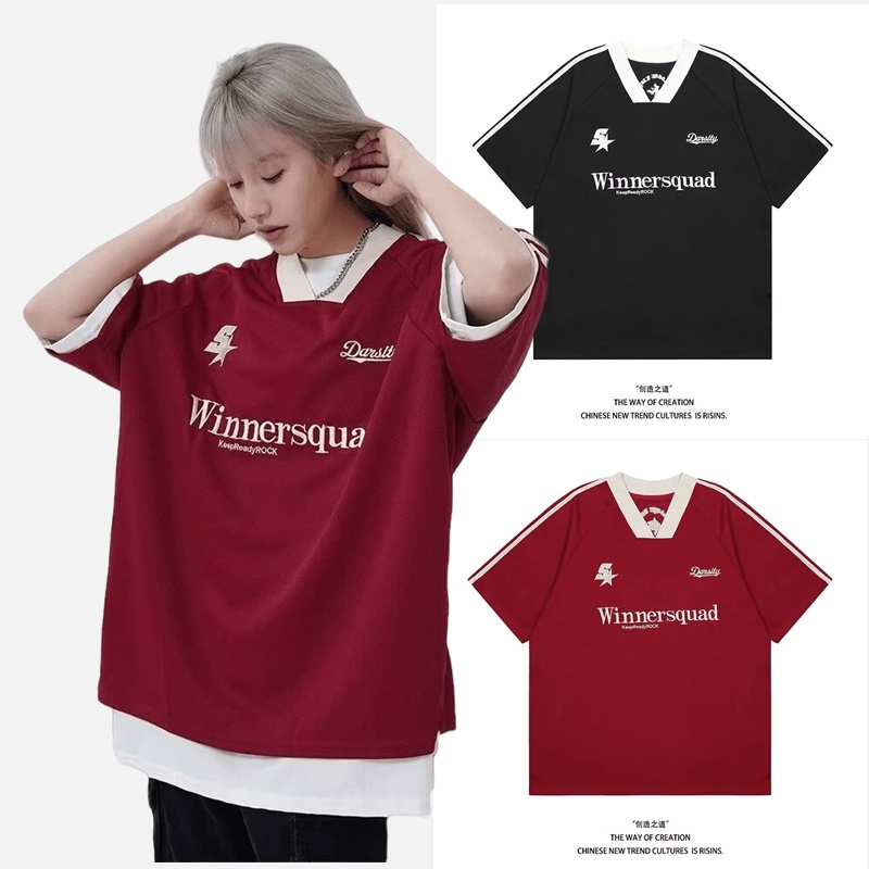 เสื้อยืดแขนสั้น สไตล์ฮิปฮอป แฟชั่นสตรีท เสื้อกันหนาว แขนสั้น เสื้อยืดคอกลม สีตัดกัน สไตล์เรโทร สําหรับผู้ชาย