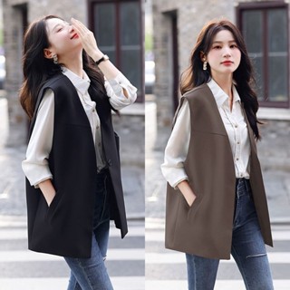 เสื้อกั๊ก ทรงหลวม สีพื้น แฟชั่นทันสมัย สไตล์เกาหลี สําหรับผู…